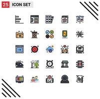 Stock Vector Icon Pack mit 25 Zeilenzeichen und Symbolen für Präsentationsanalysen Medizin Webstatistiken Daten editierbare Vektordesign-Elemente