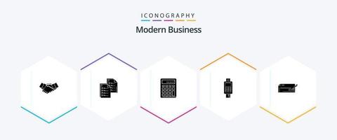 Modern Business 25 Glyphen-Icon-Pack inklusive Mathematik. Berechnung. Daten. Unternehmen. Taschenrechner vektor