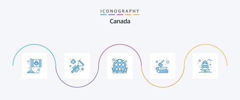 kanada blå 5 ikon packa Inklusive djungel. utomhus. byggnad. trä. logga vektor