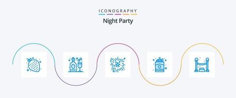 Night Party Blue 5 Icon Pack inklusive Nacht. französisch. Veranstaltung. Lebensmittel. Chip vektor