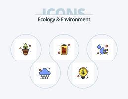 Ökologie und Umweltlinie gefüllt Icon Pack 5 Icon Design. Wissenschaft. Natur. Strahlung. Natur. Umgebung vektor