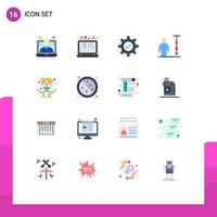 Stock Vector Icon Pack mit 16 Linienzeichen und Symbolen für Blumenmenschen Gear Corporate Management Chart editierbares Paket kreativer Vektordesign-Elemente