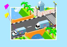 Flytta Van Cross Bridge Free Vector