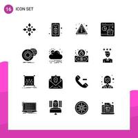 Stock Vector Icon Pack mit 16 Zeilenzeichen und Symbolen für Datenberichte Smartphone-Datenbrowser editierbare Vektordesign-Elemente