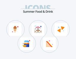 Sommer essen und trinken flach Icon Pack 5 Icon Design. Chips. Getränk. Eis. Strand. Alkohol vektor