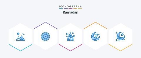 ramadan 25 blå ikon packa Inklusive gåva. firande. tid. fira. moské vektor