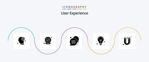 användare erfarenhet glyf 5 ikon packa Inklusive kund. locka till sig. chatt. ljus. idéer vektor
