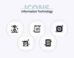 information teknologi linje fylld ikon packa 5 ikon design. krypterad. koda. nätverk. systemet. fläkt vektor