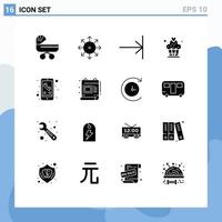 satz von 16 modernen ui-symbolen symbolzeichen für mobile wüstennachrichten cupcake-finish editierbare vektordesignelemente vektor