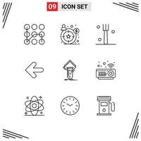 satz von 9 modernen ui symbolen symbole zeichen für testlabor küche chemie zurück editierbare vektordesignelemente vektor