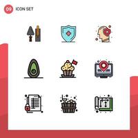 9 kreativ ikoner modern tecken och symboler av kock mat skydda avokado skydda redigerbar vektor design element