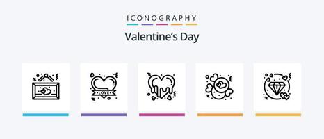 valentines dag linje 5 ikon packa Inklusive kärlek. cykling. kärlek. par. musik. kreativ ikoner design vektor
