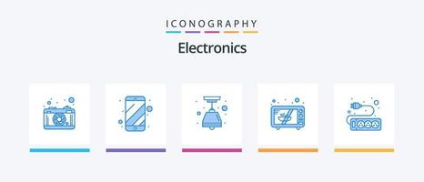 elektronik blå 5 ikon packa Inklusive . hårdvara. elektrisk. elektronisk. mikrovågsugn. kreativ ikoner design vektor