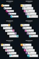 Vektor 6 Infografiken Pack Präsentationsfolie Vorlage 5 Schritte Zyklusdiagramme und Zeitleisten