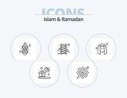 Islam und Ramadan Linie Icon Pack 5 Icon Design. hell. Teekanne. Islam. Tee. Wasserkocher vektor