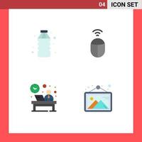 4 användare gränssnitt platt ikon packa av modern tecken och symboler av flaska hotell vatten dator reception redigerbar vektor design element