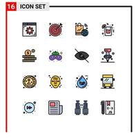 Stock Vector Icon Pack mit 16 Zeilen Zeichen und Symbolen für Budget Night Web Drink IOT editierbare kreative Vektordesign-Elemente