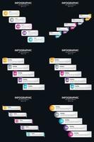 Vektor 6 Infografiken Pack Präsentationsfolie Vorlage 5 Schritte Zyklusdiagramme und Zeitleisten