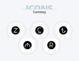 Währung Glyphen-Icon-Pack 5 Icon-Design. levbrasilien. Kirgistan . zar. bulgarisch . Kryptowährung vektor