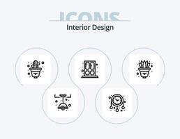 Innenarchitekturlinie Icon Pack 5 Icon Design. Fisch. Haustreppe. Schreibtisch. hoch. Richtung vektor