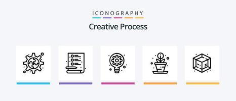 kreativ bearbeta linje 5 ikon packa Inklusive . skiss. kaffe. bearbeta. tillväxt. kreativ ikoner design vektor
