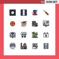 Stock Vektor Icon Pack mit 16 Linienzeichen und Symbolen für Open Repair Day Tool Schraube editierbare kreative Vektordesign-Elemente