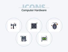 Computer-Hardware-Linie gefüllt Icon Pack 5 Icon-Design. . Zentralprozessor. W-lan. Rechner. Beamer vektor