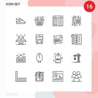 Gruppe von 16 umreißt Zeichen und Symbole für Infektionskontamination Seite Biogefährdung Telefon editierbare Vektordesign-Elemente vektor