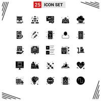 Stock Vector Icon Pack mit 25 Zeilenzeichen und Symbolen für Ordner Vatertag Monitor Vatertasche editierbare Vektordesign-Elemente