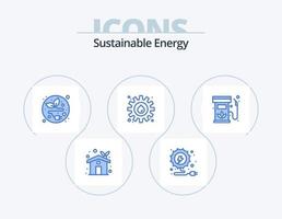 hållbar energi blå ikon packa 5 ikon design. gas. diesel. elektrisk plugg. biodiesel. industri vektor