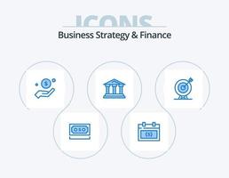 Geschäftsstrategie und Finanzierung blau Icon Pack 5 Icon Design. Finanzen. Bank. Geld. Hilfe. Hand vektor