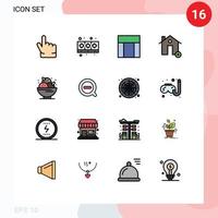 satz von 16 modernen ui-symbolen symbole zeichen für dessert neue webseite hausgebäude editierbare kreative vektordesignelemente vektor