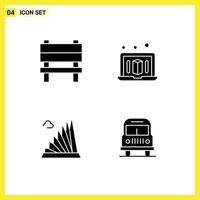 4 thematische Vektor-Solid-Glyphen und editierbare Symbole von bearbeitbaren Vektordesign-Elementen für den Transport von Bank-Wahrzeichen im Innenbereich vektor