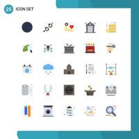 Packung mit 25 modernen flachen Farbzeichen und Symbolen für Web-Printmedien wie Cash Office Jail Estate Beat editierbare Vektordesign-Elemente vektor