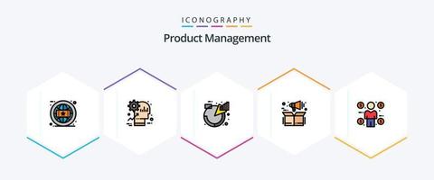 Produktmanagement 25er gefülltes Icon Pack inklusive Box. Marketing. Produktivität. Verwaltung. Verwaltung vektor
