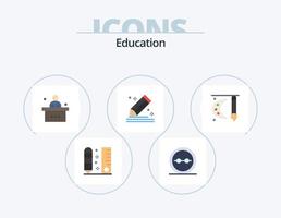 Bildung flach Icon Pack 5 Icon Design. Bleistift. komponieren. Gläser. lernen. Schule vektor