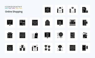 25 Online-Shopping Solid Glyph Icon Pack vektor