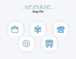 Karte Pin blau Icon Pack 5 Icon Design. . reisen. Kupplungen. Haus. Pflanze, Anlage vektor