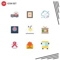 Stock-Vektor-Icon-Pack mit 9 Zeilenzeichen und Symbolen für bearbeitbare Vektordesign-Elemente für Strandbildschirm-Internetspielwolken vektor