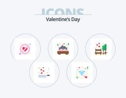 Valentinstag Flat Icon Pack 5 Icon Design. Liebe. Hochzeit. Ehebruch. verheiratet. Bett vektor