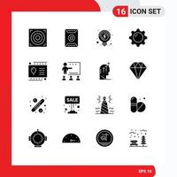 Solide Glyphenpackung mit 16 universellen Symbolen für bearbeitbare Vektordesign-Elemente für Geschenkkarten-Make-up-Glühbirnen-Innenkosmetik vektor