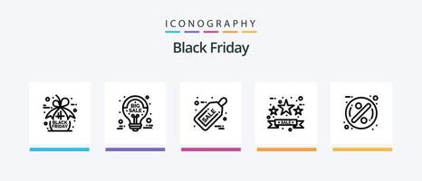 Black Friday Line 5 Icon Pack inklusive Prozentsatz. Rabatt. Verkaufsanzeige. Ziel. Etikett. kreatives Symboldesign vektor