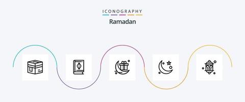 Ramadan Line 5 Icon Pack inklusive Halbmond. Geschenk. Muslim . Fest . zelebrieren vektor