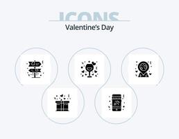 Valentinstag-Glyphen-Icon-Pack 5 Icon-Design. . Liebe. Liebe. Lage. romantisch vektor