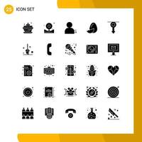 25 solides Glyphenkonzept für mobile Websites und Apps Menschliches Frühlingsmann-Feiertagsei editierbare Vektordesign-Elemente vektor