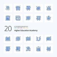 20 Academy Blue Color Icon Pack wie Zeitplan Bildungskonto Studienmagnet vektor