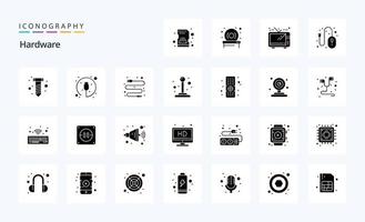 25 Hardware-Solid-Glyphen-Icon-Pack vektor