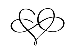 vektor kalligrafi hjärta och evigt tecken. kärlek oändlighet valentine dag romantisk symbol logotyp länkad, Ansluta sig, passionen och bröllop ikon. mall för kort, affisch. design platt element illustration