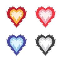 Flammen- und Herzvektordesign, flammendes Herz kann für Logo, Symbol, Bekleidung oder Waren verwendet werden vektor