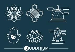 Buddhismus-Ikonen-Vektor-Satz